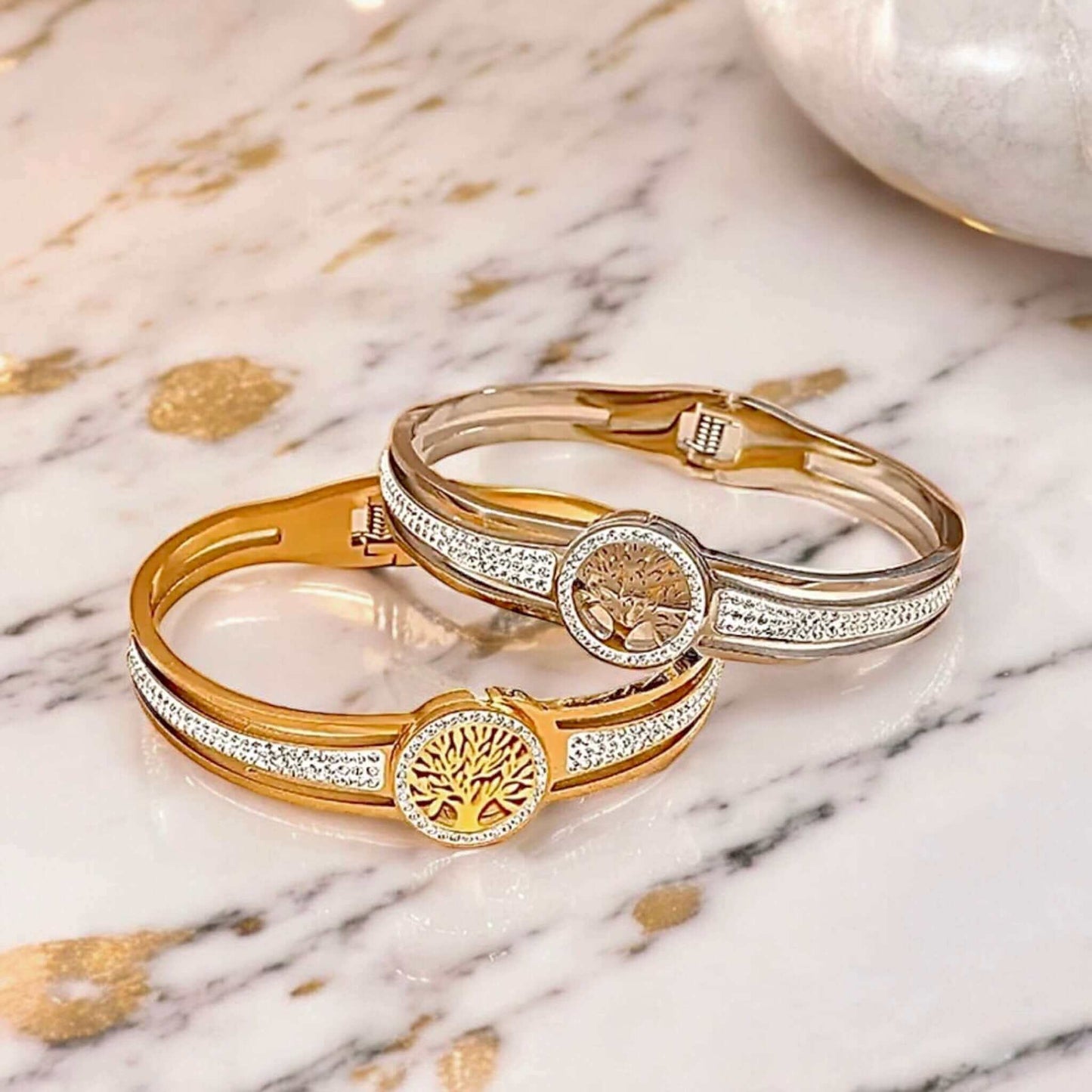 Elegantes Funkelndes Armband „Baum des Lebens“; Roségold