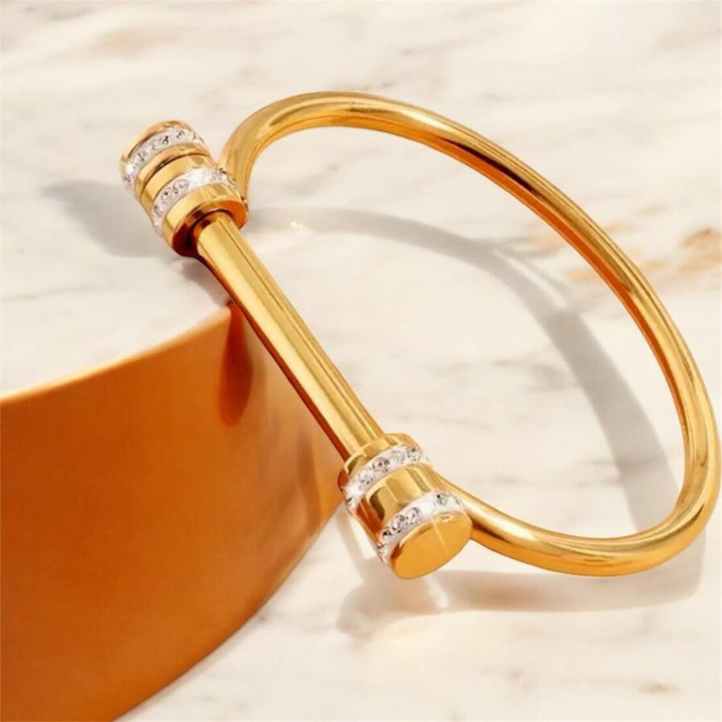 Schrauben-Armband mit funkelnden Akzenten Gold