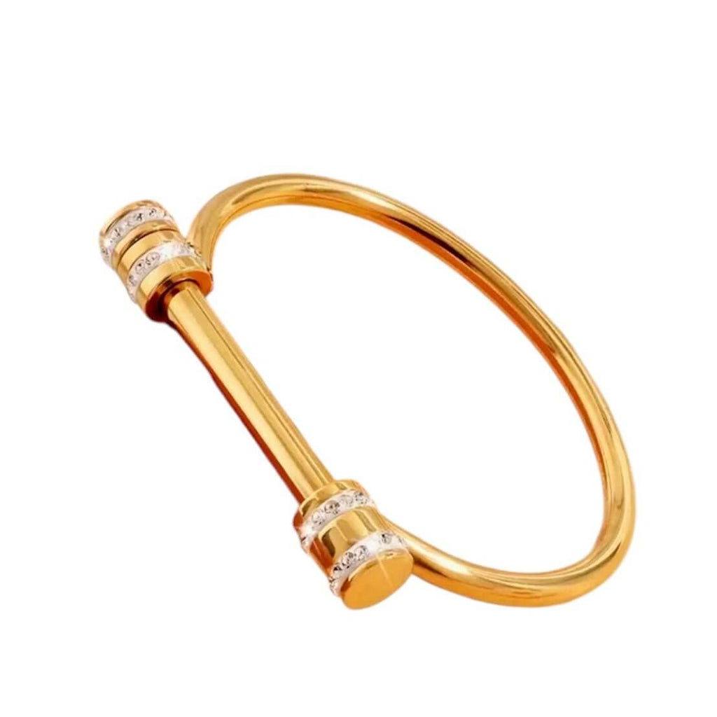 Schrauben-Armband mit funkelnden Akzenten Gold