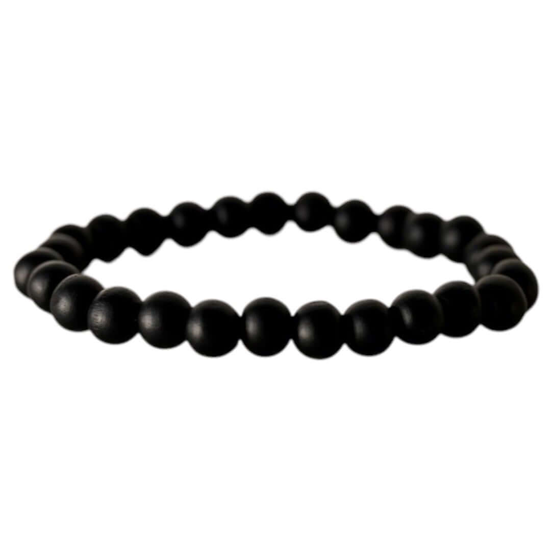 Elastisches Armband mit schwarzen Holzperlen