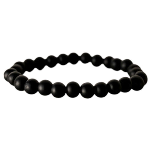 Elastisches Armband mit schwarzen Holzperlen