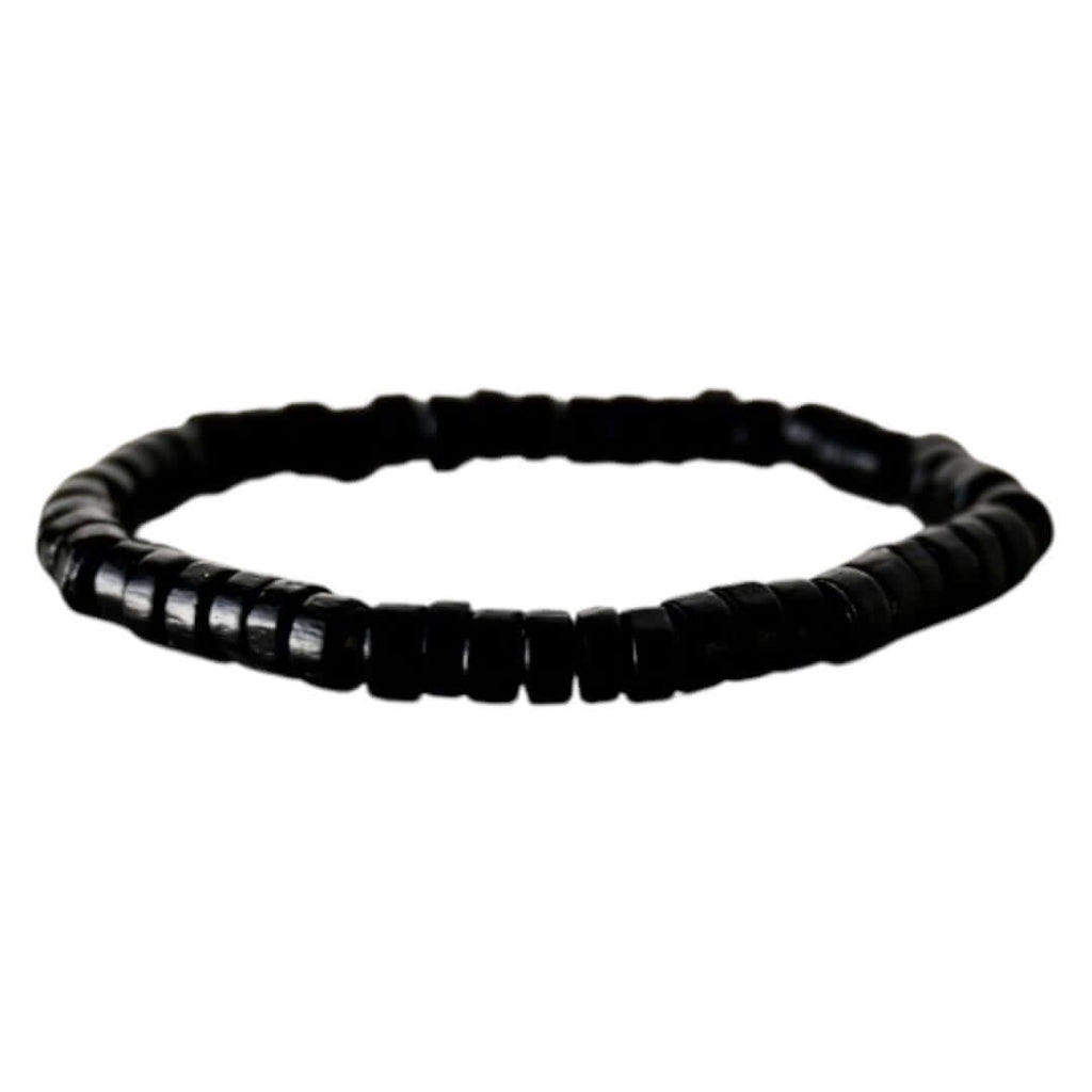 Elastisches Armband mit schwarzen Holzscheiben
