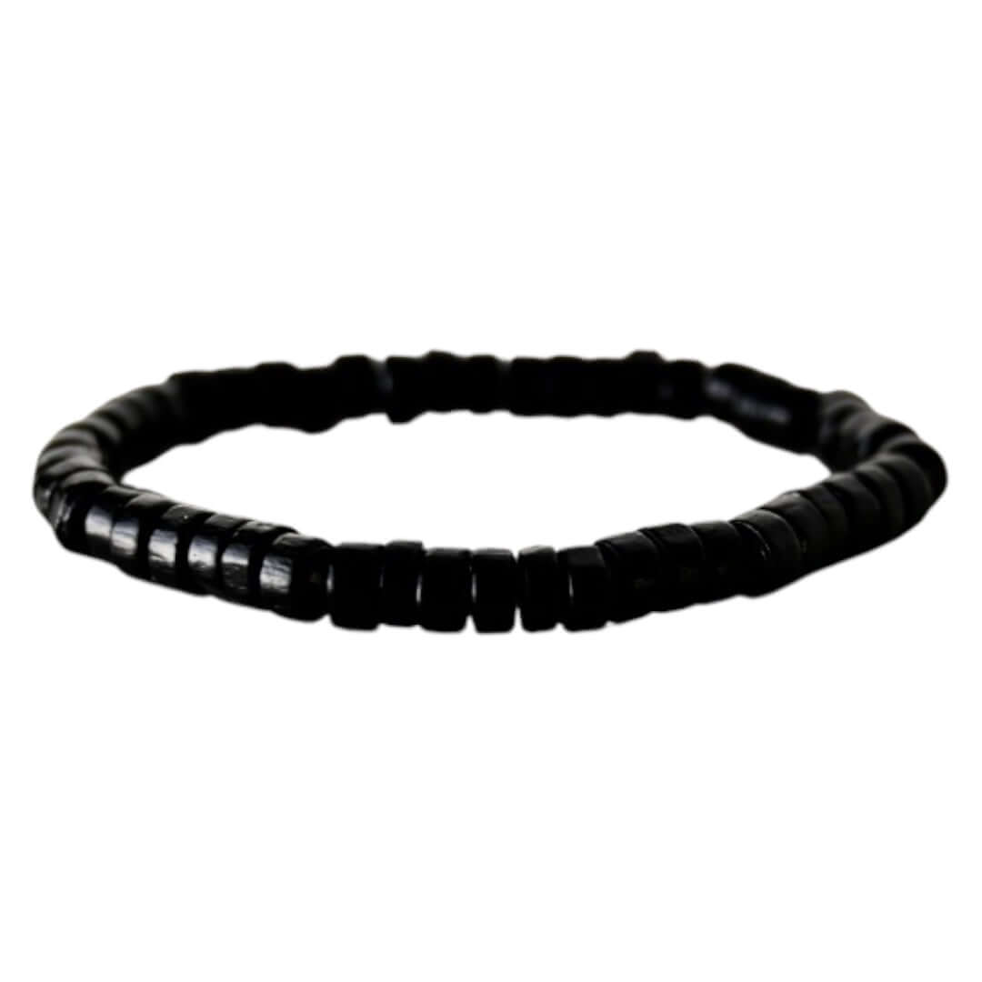 Elastisches Armband mit schwarzen Holzscheiben