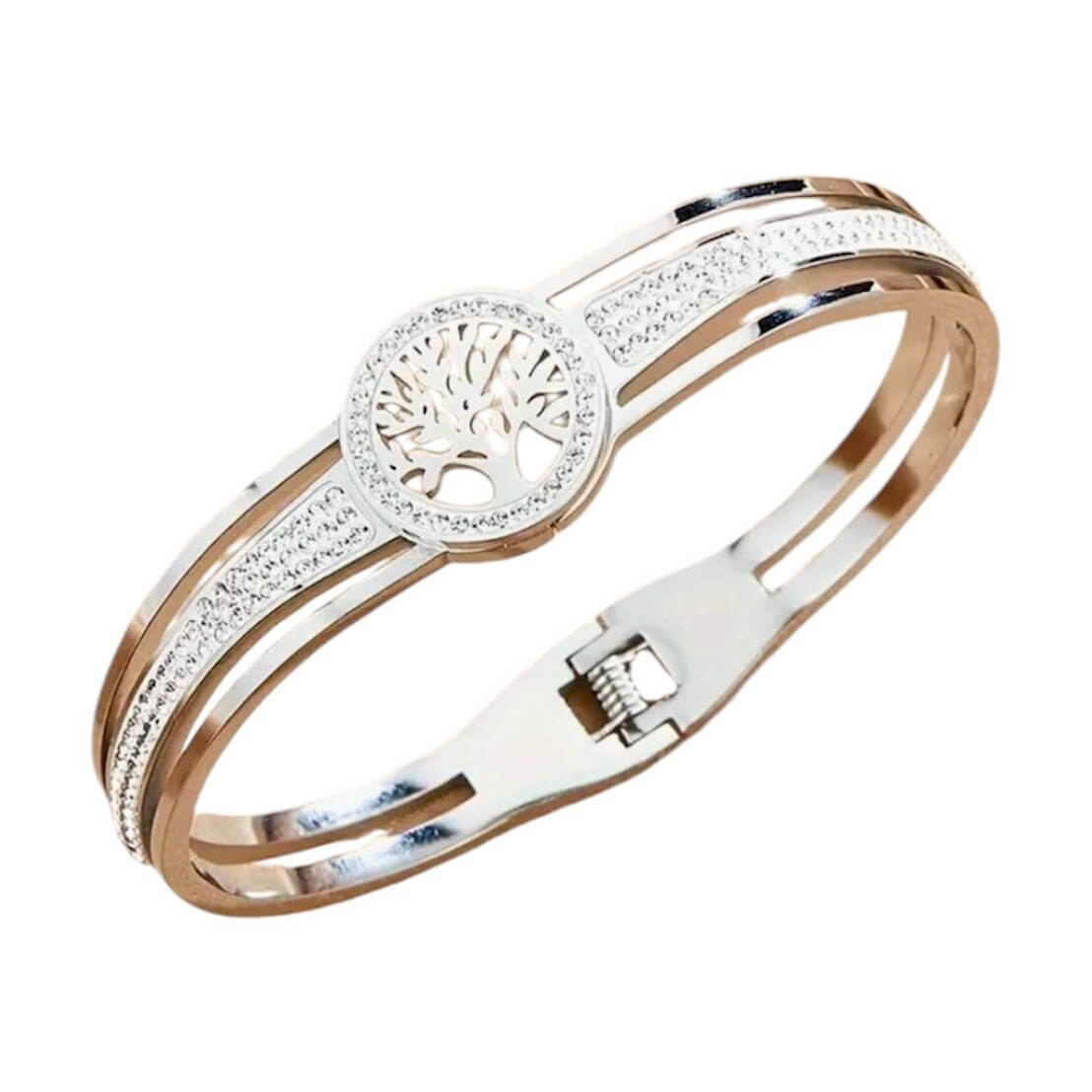 Elegantes Funkelndes Armband „Baum des Lebens“; Silber