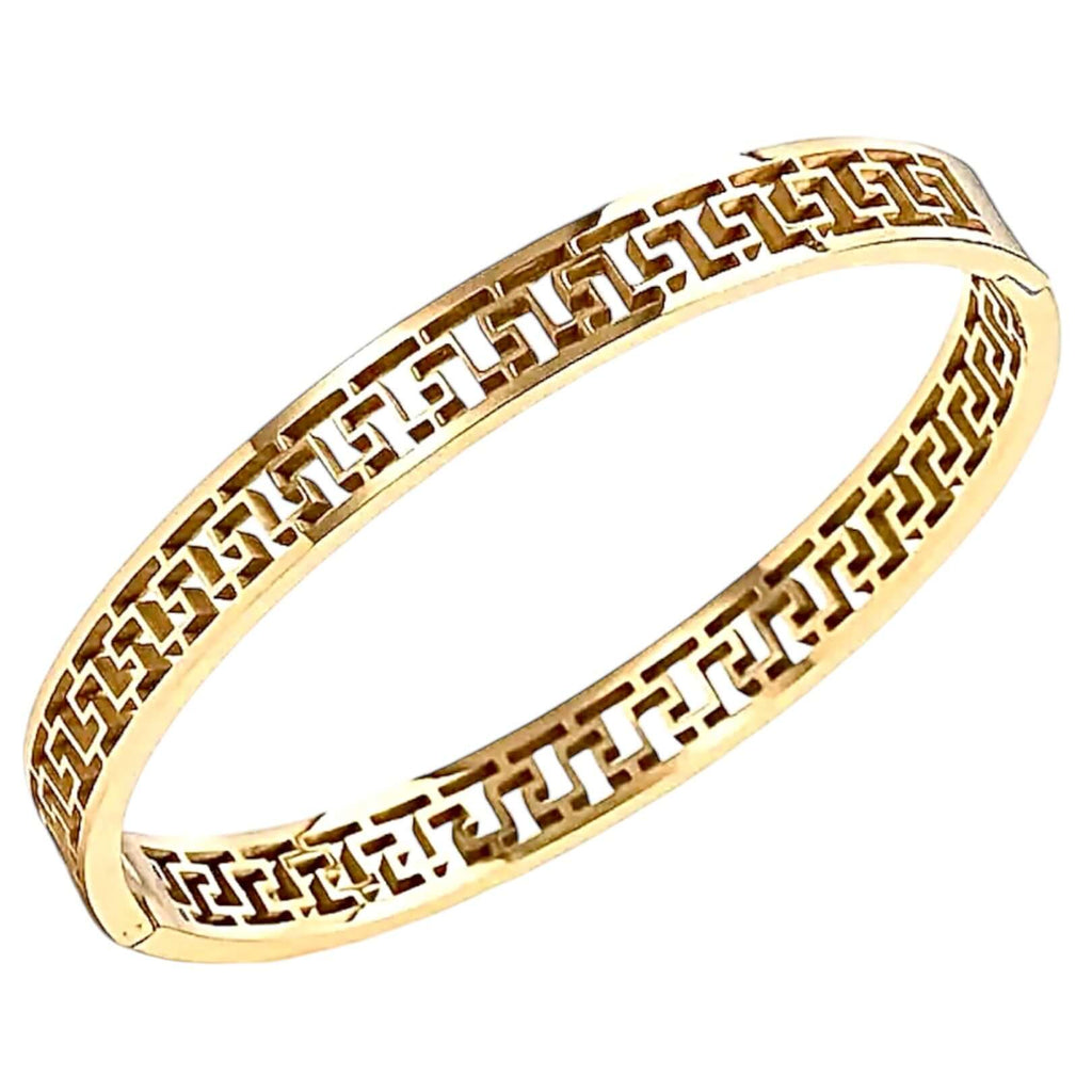 Goldenes Armband mit kunstvollem Muster – zeitlos und elegant