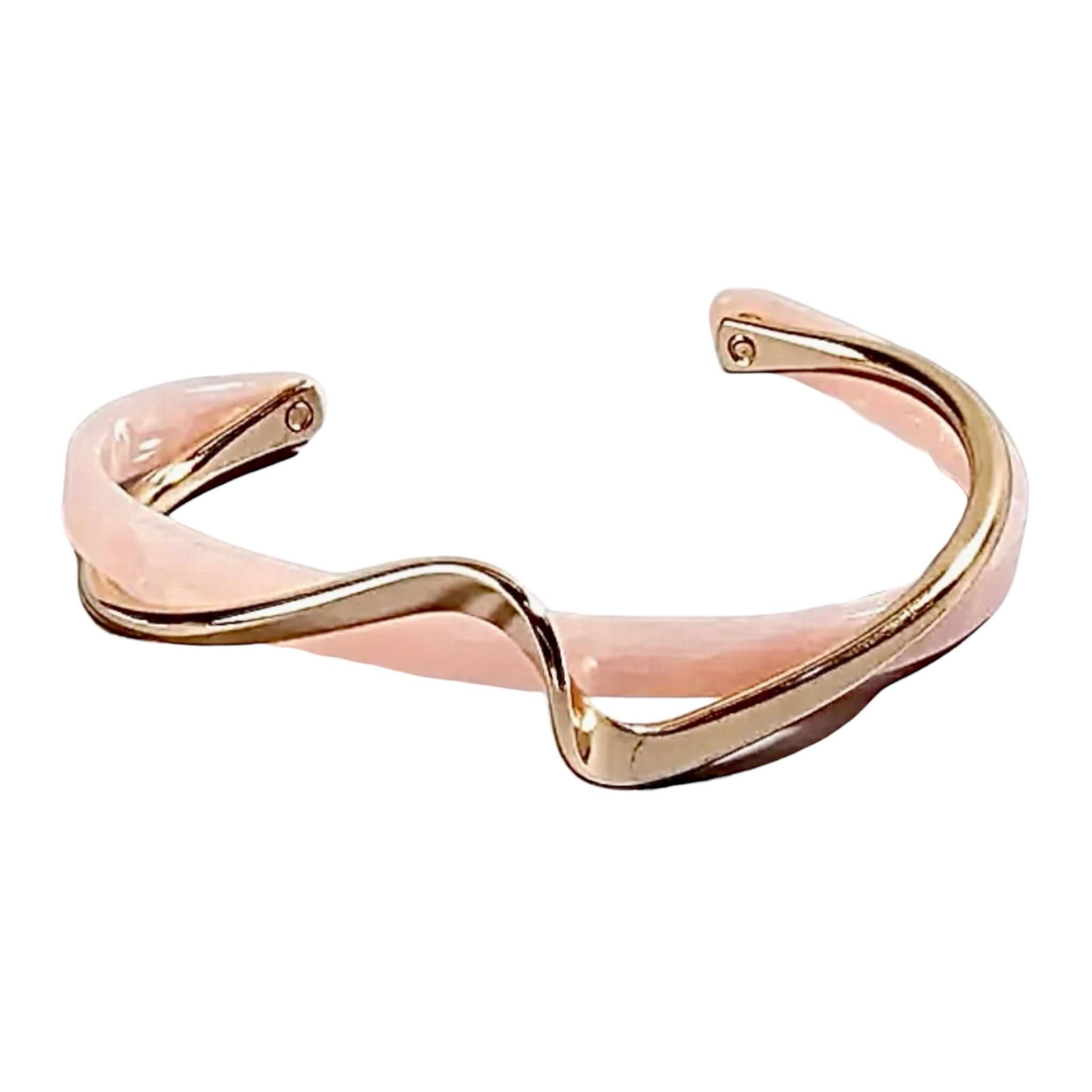 Offenes Wellenform-Armband mit Kunstperle in Rosa mit Gold