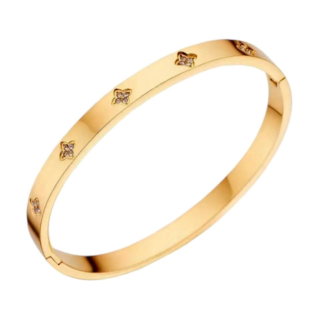 Goldenes Armband mit funkelnden Blüten – Strahlendes Accessoire für besondere Akzente