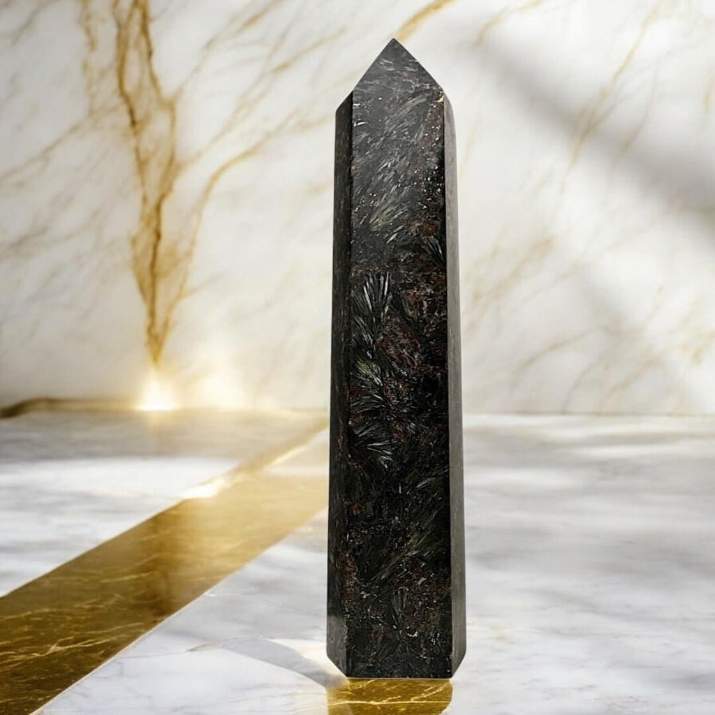 Astrophyllit-Granat Obelisk – imposantes Naturjuwel mit markanter Struktur