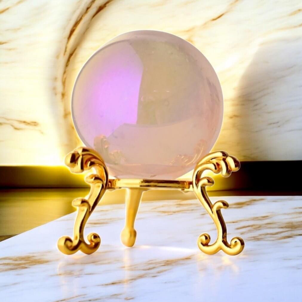 Aura Rosenquarz Kugel - Schimmernde Kugel der Liebe