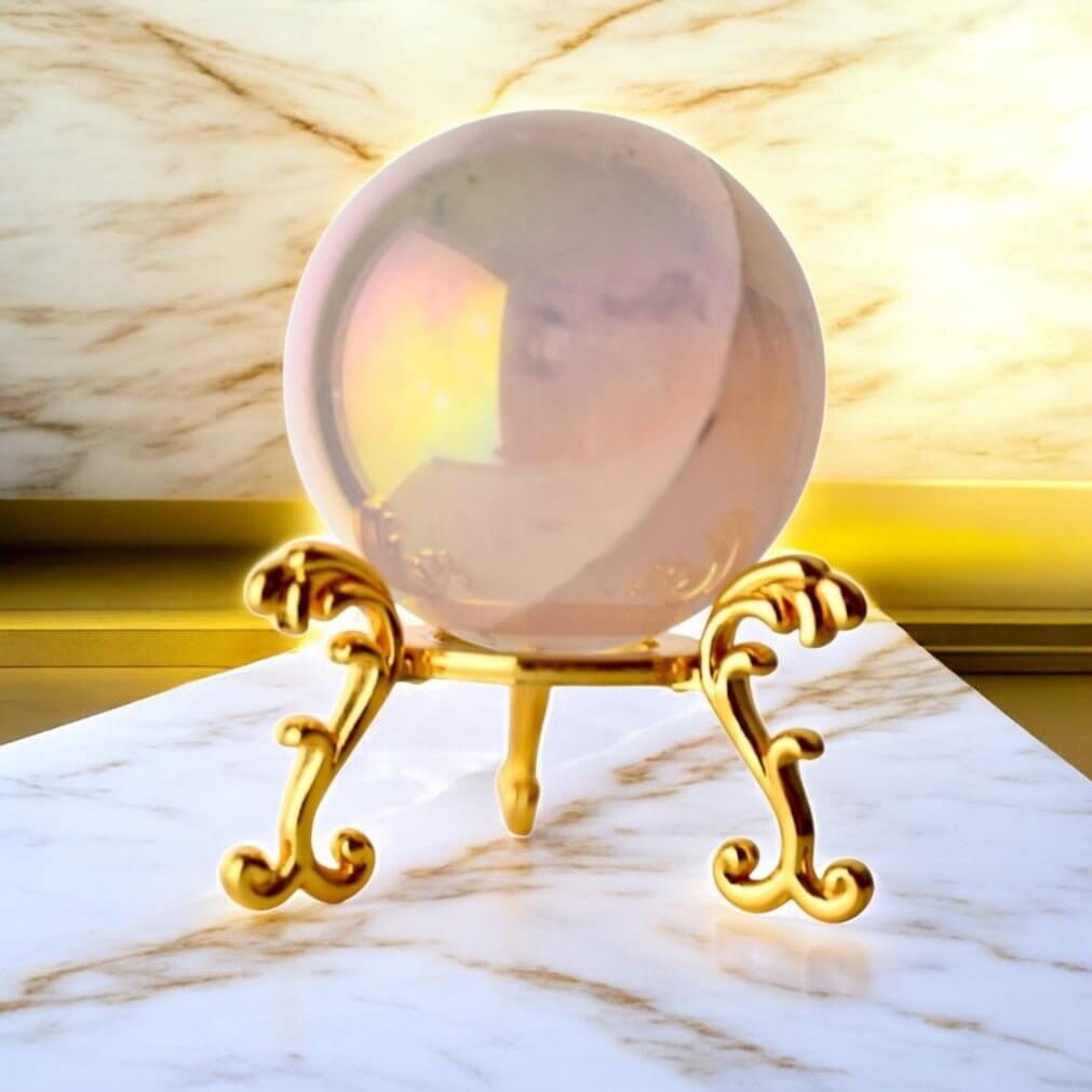 Aura Rosenquarz Kugel - Schimmernde Kugel der Liebe