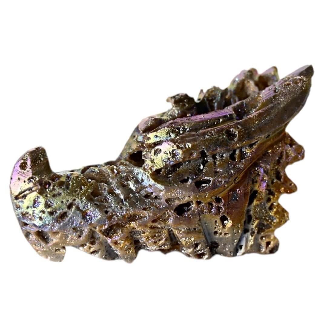 Aura Sphalerit Drachenkopf – Schillerndes Kristallobjekt in lebendigen Farben für Sammler und dekorative Highlights