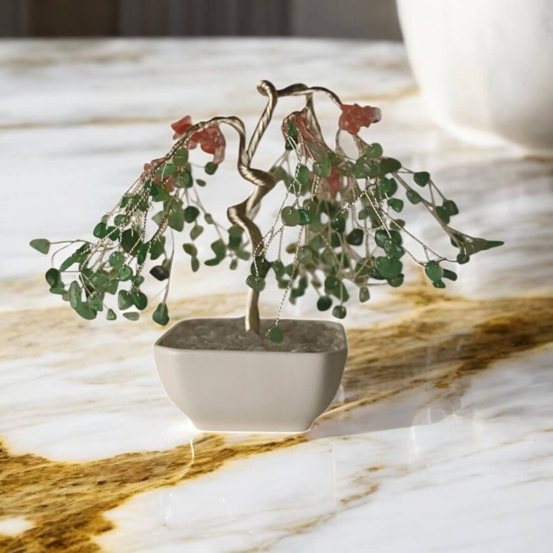 Aventurin & roter Achat Baum – Dekorativer Kristallbaum