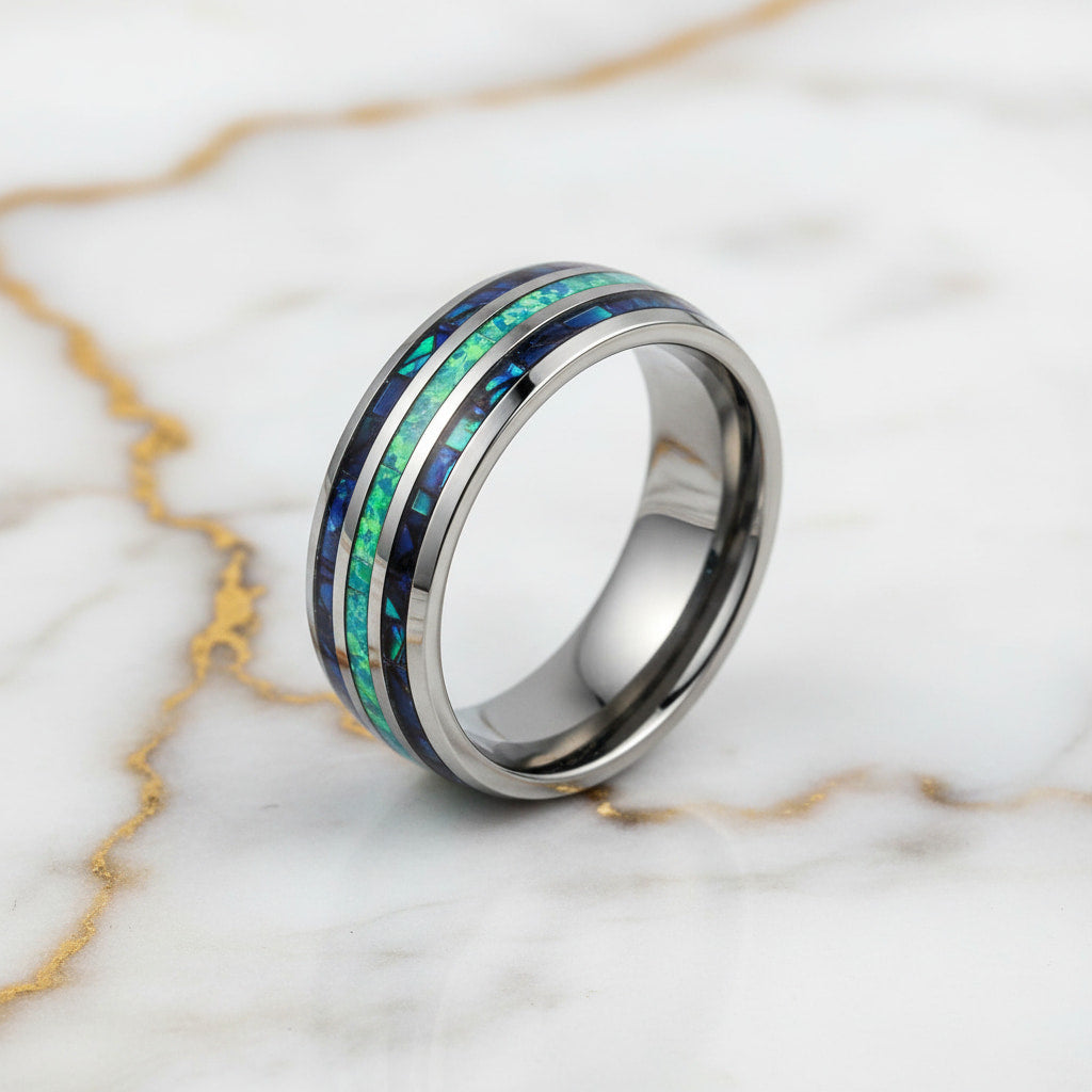 Ring mit Dunkelblau & Türkis - Farbakzent zum Tragen CrystalScents