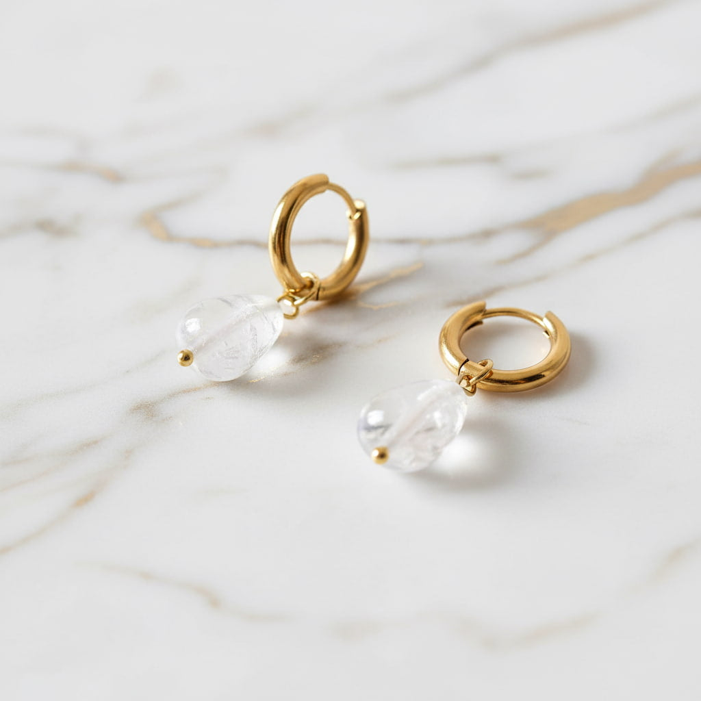 Bergkristall Ohrringe Gold Kristall Edelstein Schmuck CrystalScents