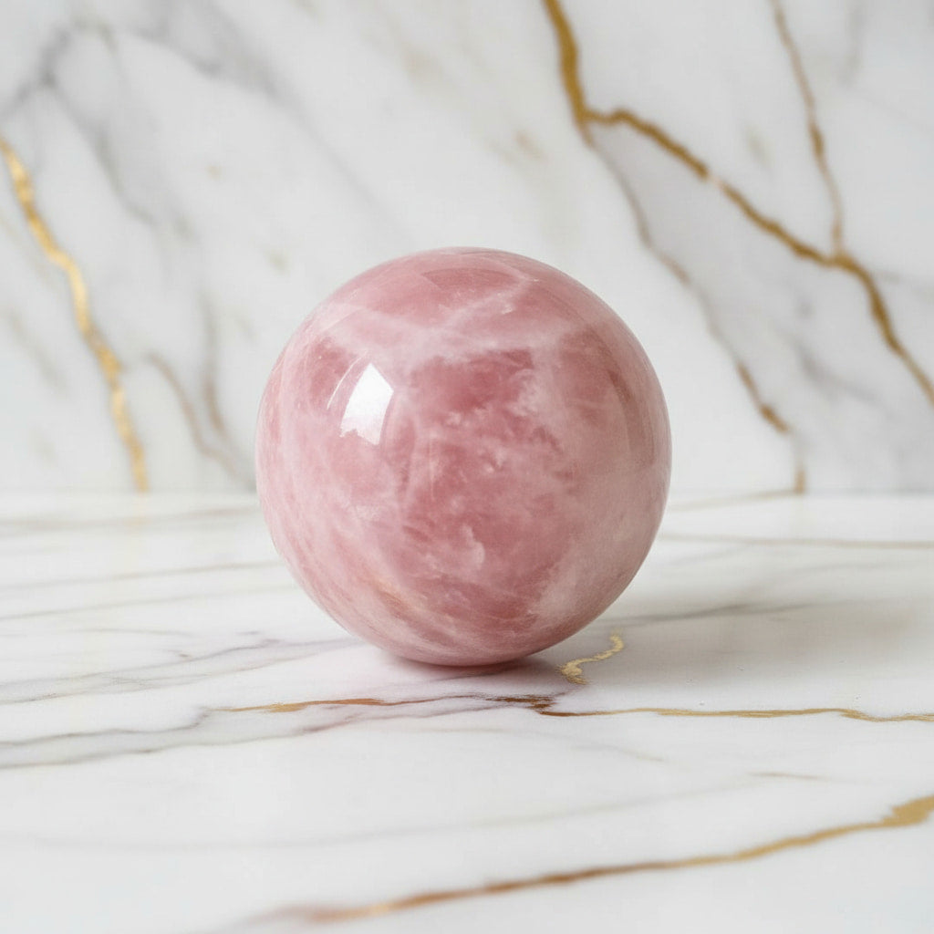 Große Rosenquarz Kugel – Liebe & Herzensenergie CrystalScents