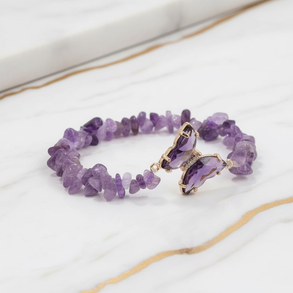 Amethyst Splitterarmband Schmetterling – Leichtigkeit & Harmonie CrystalScents