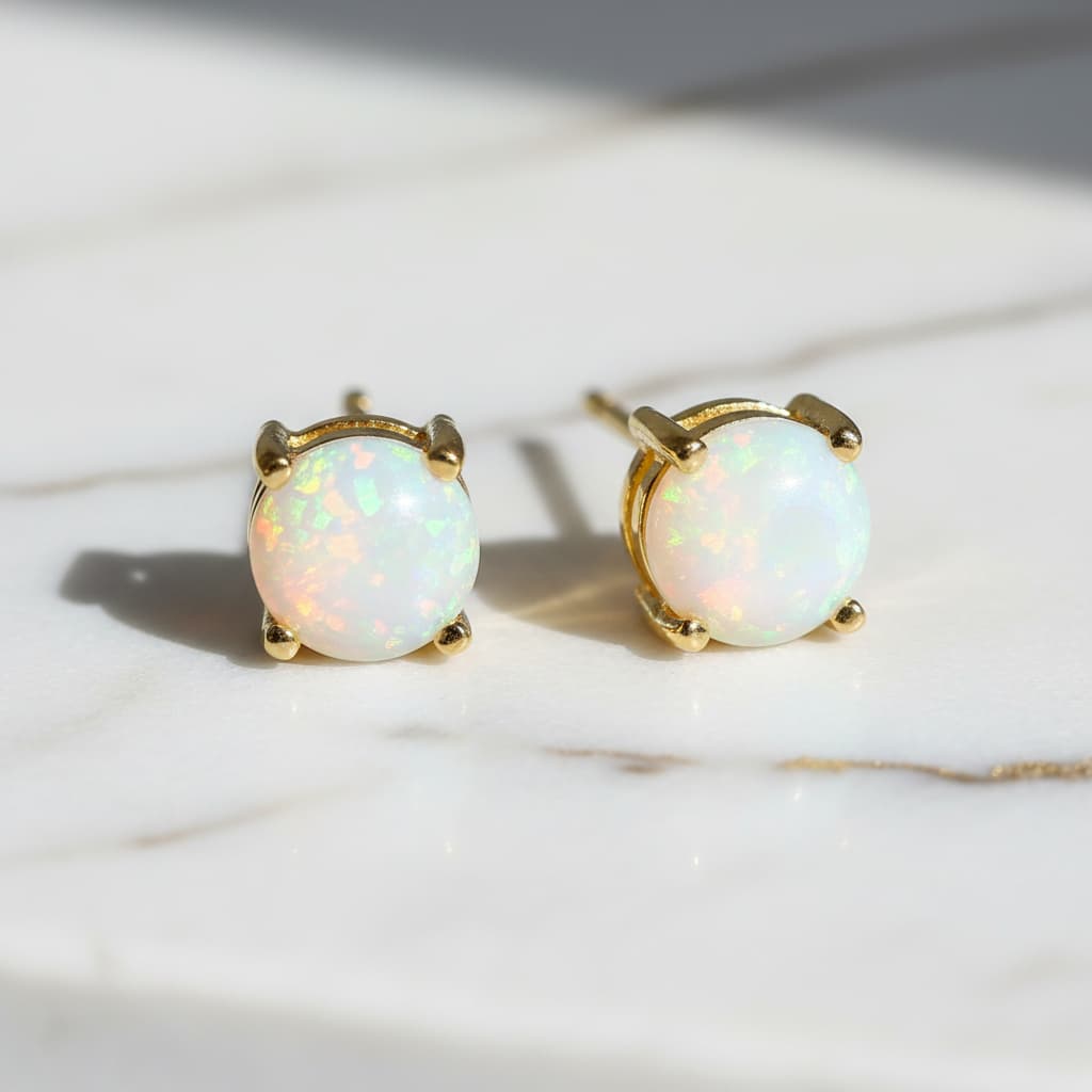 Opal Ohrringe – Goldenes Leuchten CrystalScents