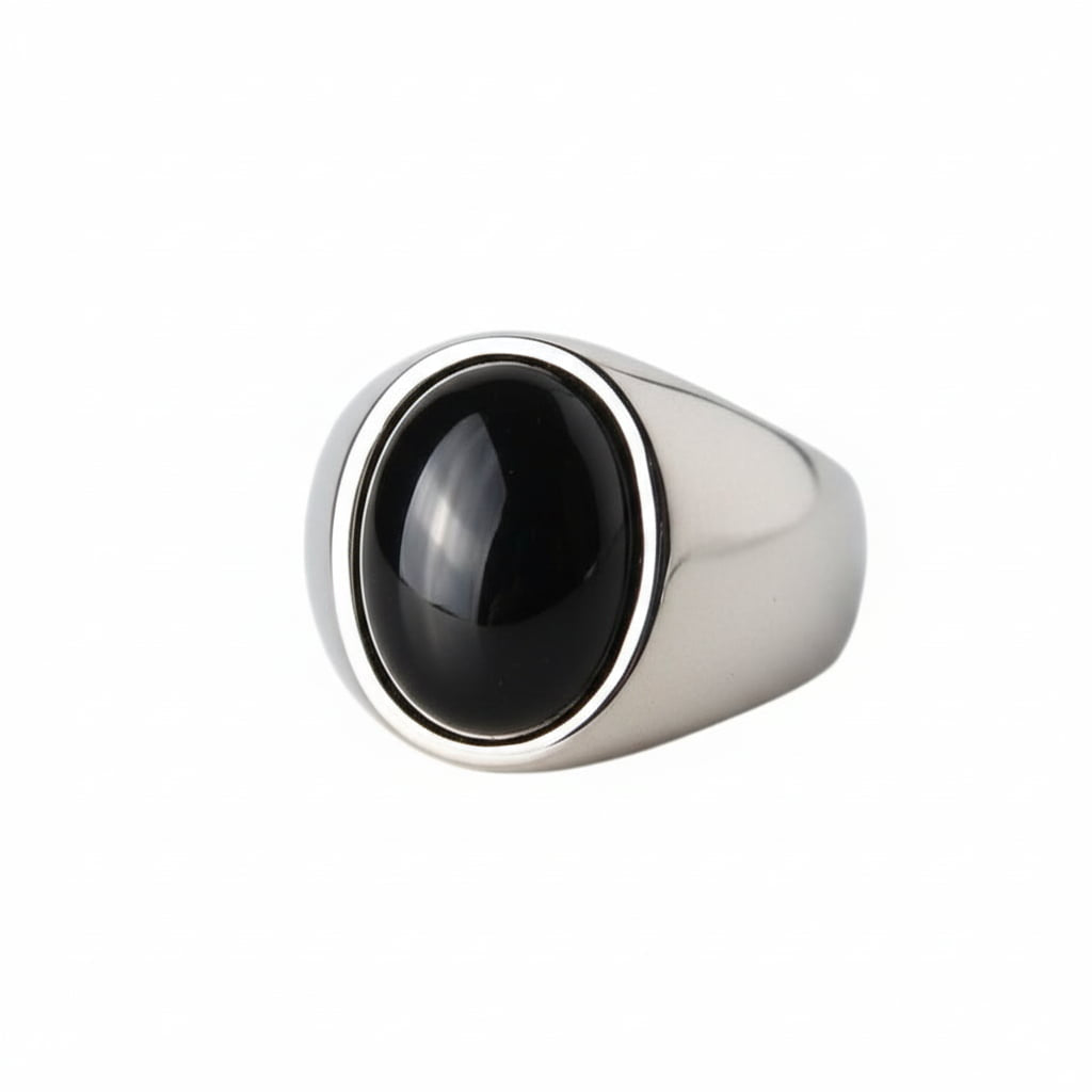 Onyx Ring Silber - oval großer Stein CrystalScents