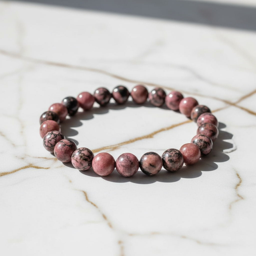 Rhodonit Kugelarmband – Herzöffnung & emotionale Balance