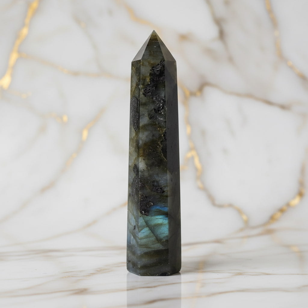 Labradorit Obelisk – Schutz & Achtsamkeit JETZT entdecken CrystalScents
