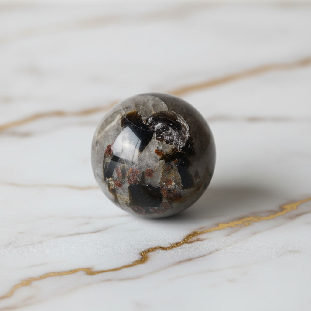 Granat Kugel mit silbernem Schimmer CrystalScents