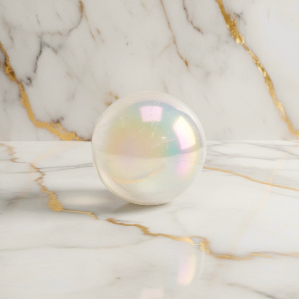 Aura Bergkristall Kugel – Charmantes Schimmern