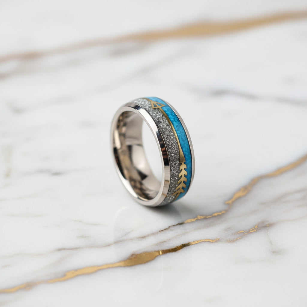 Ring mit blau Pfeil-Design – dekoratives Accessoire für markanten Look CrystalScents