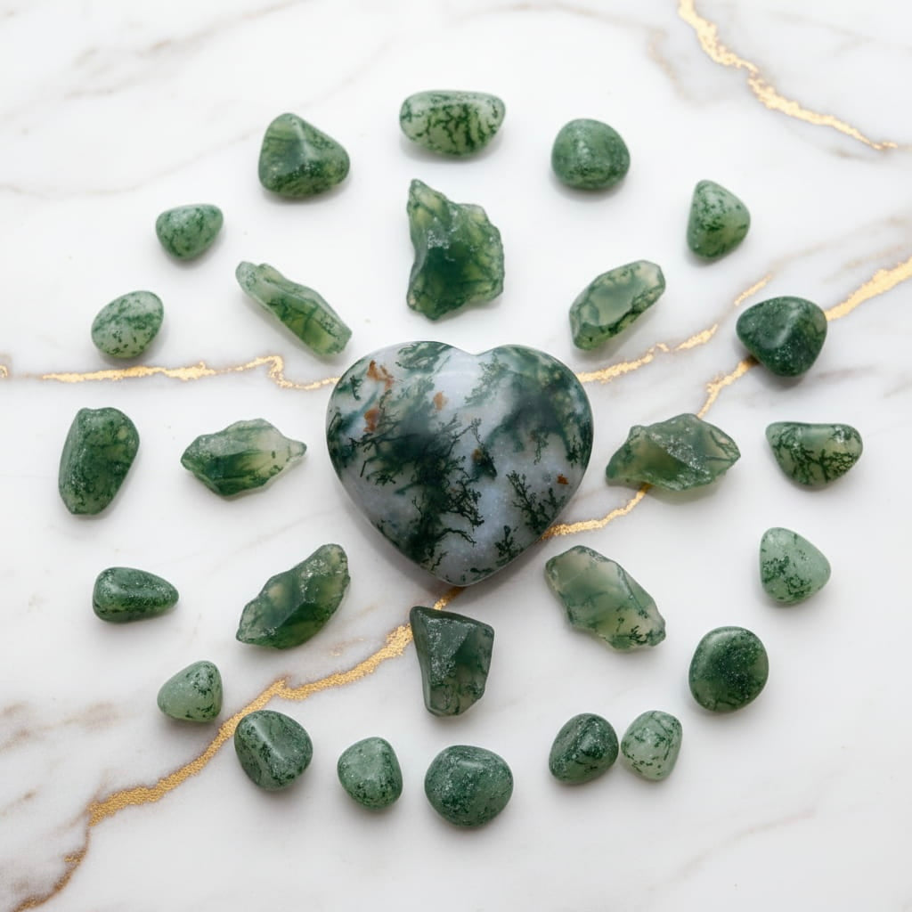 Mini Moosachat Herz – Kleiner Glücksbringer CrystalScents