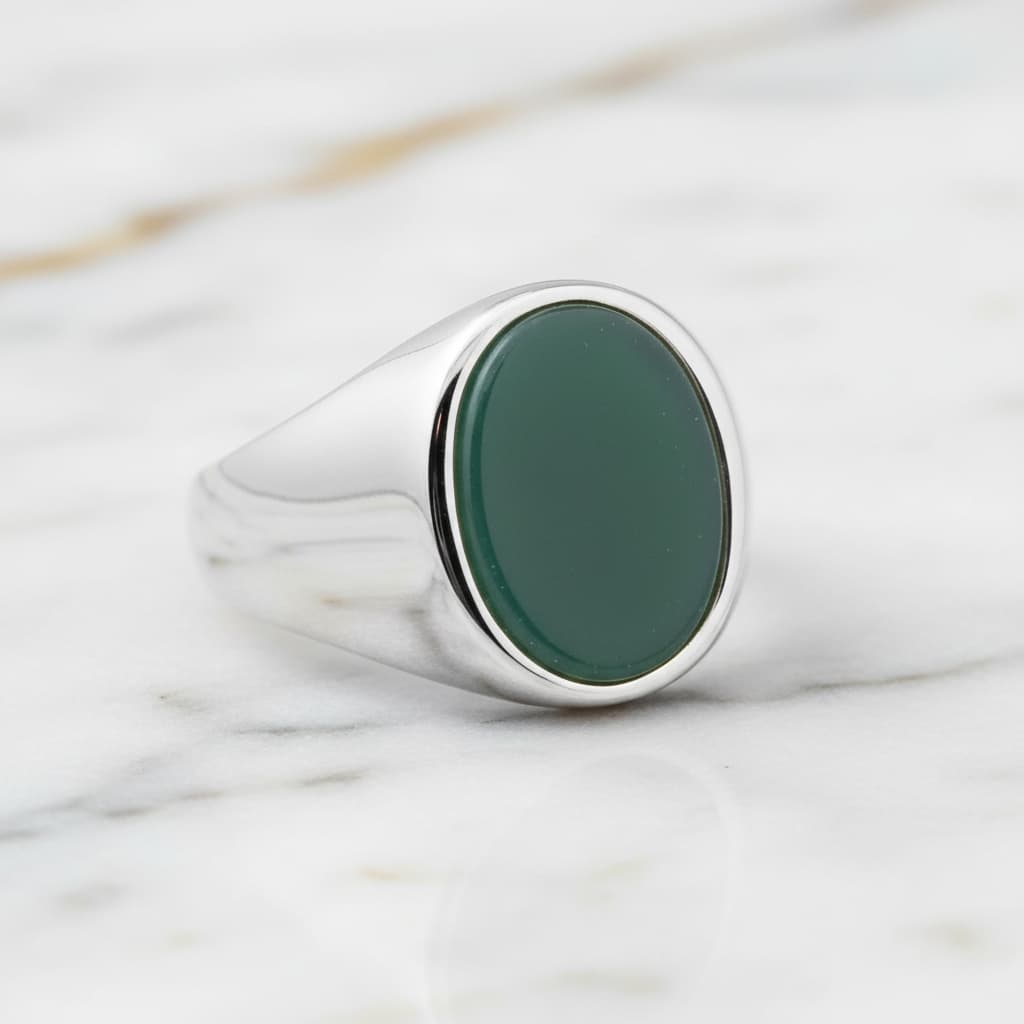 Onyx Ring Silber - grüner ovaler Kristall CrystalScents