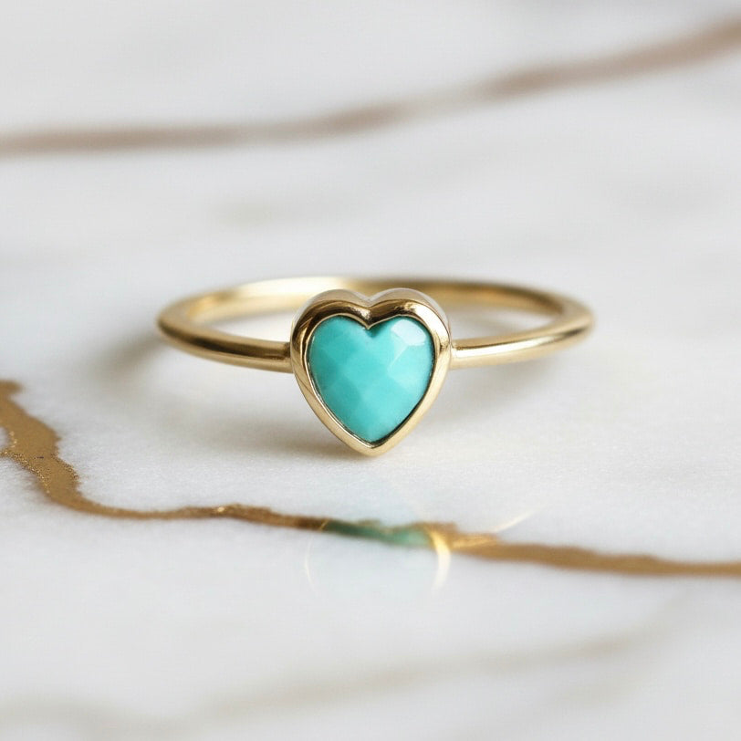 Ring in Gold mit türkisem Herz CrystalScents