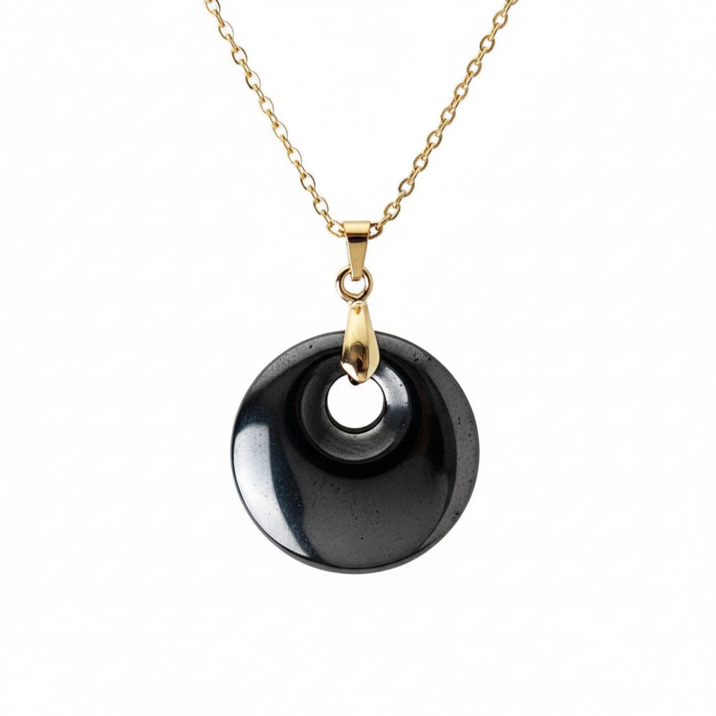 Hämatit Halskette - Gold in rundem Design CrystalScents