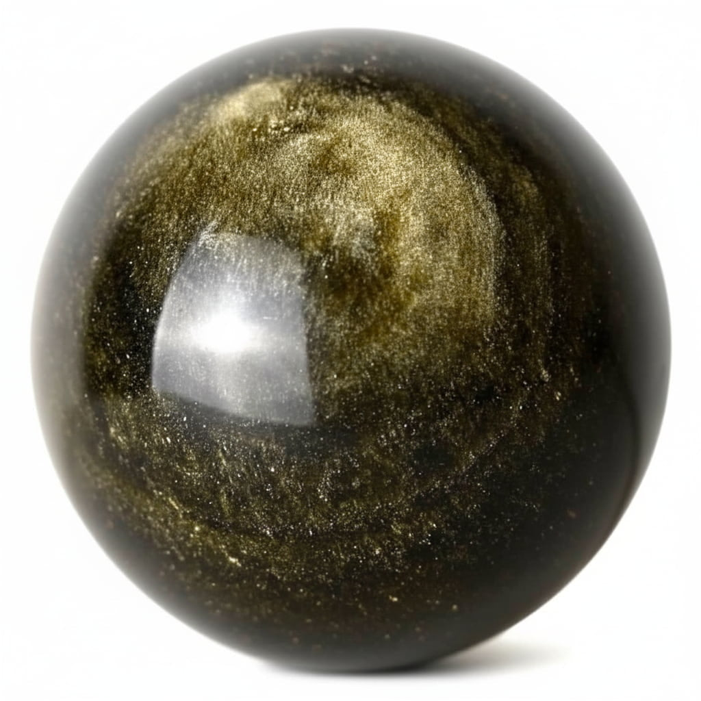 Gold Obsidian Kugel - Ein goldener Sternenhimmel in deiner Hand