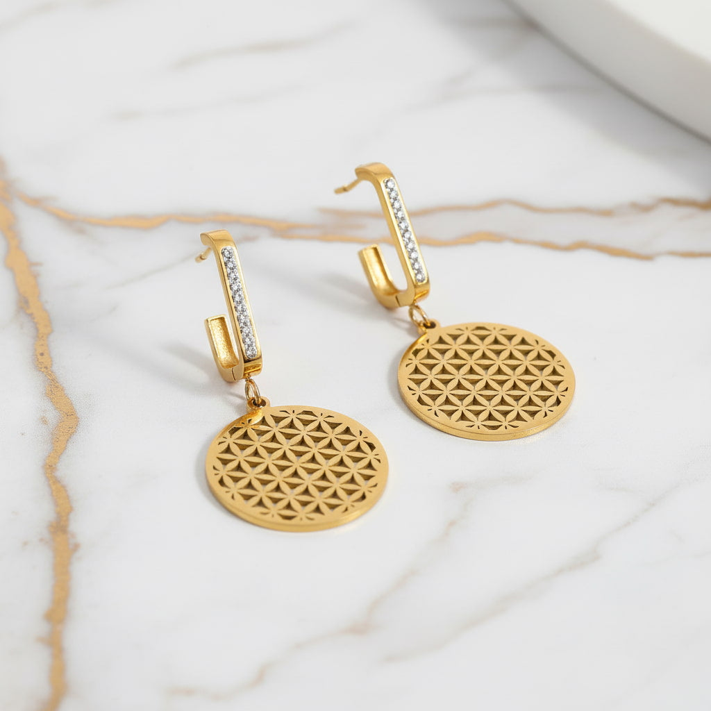 Ohrringe – Blume des Lebens mit Glanzdetails CrystalScents