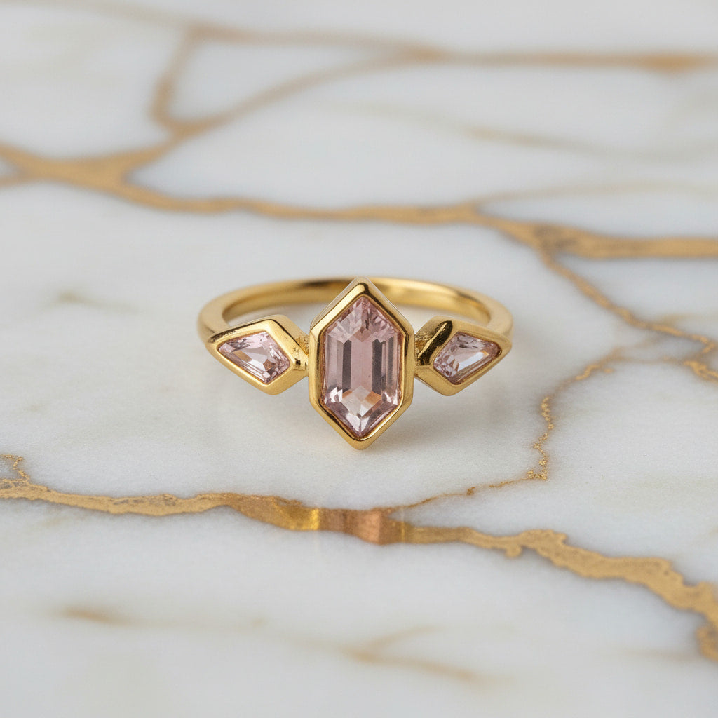 Ring – Goldener mit rosafarbenem Akzent CrystalScents