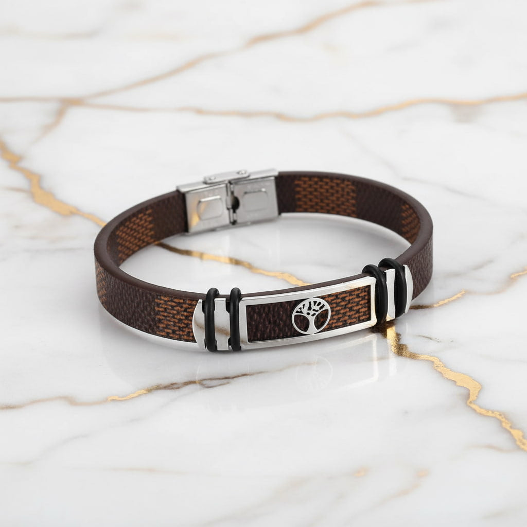 Lederarmband mit Magnet-Verschluss und Baum des Lebens CrystalScents