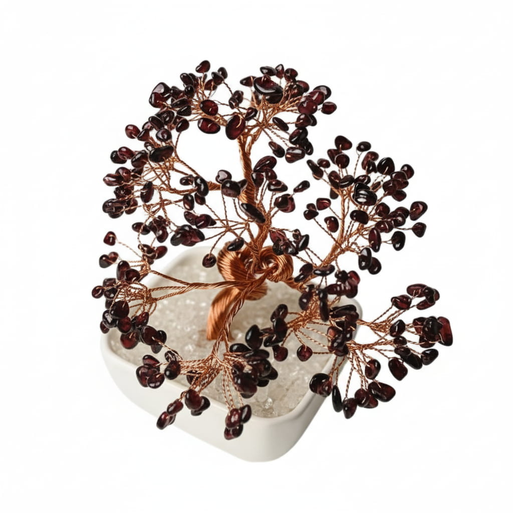 Granat Baum in Keramiktopf - Lebendige Kraft CrystalScents