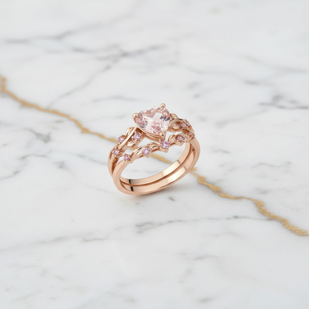 Ring – 2-teilig mit rosanem Herz CrystalScents