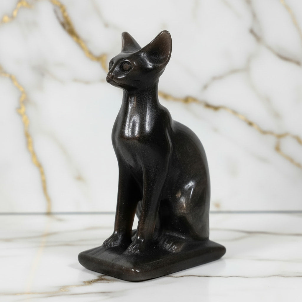 Obsidian Katze – Silber Schimmer CrystalScents