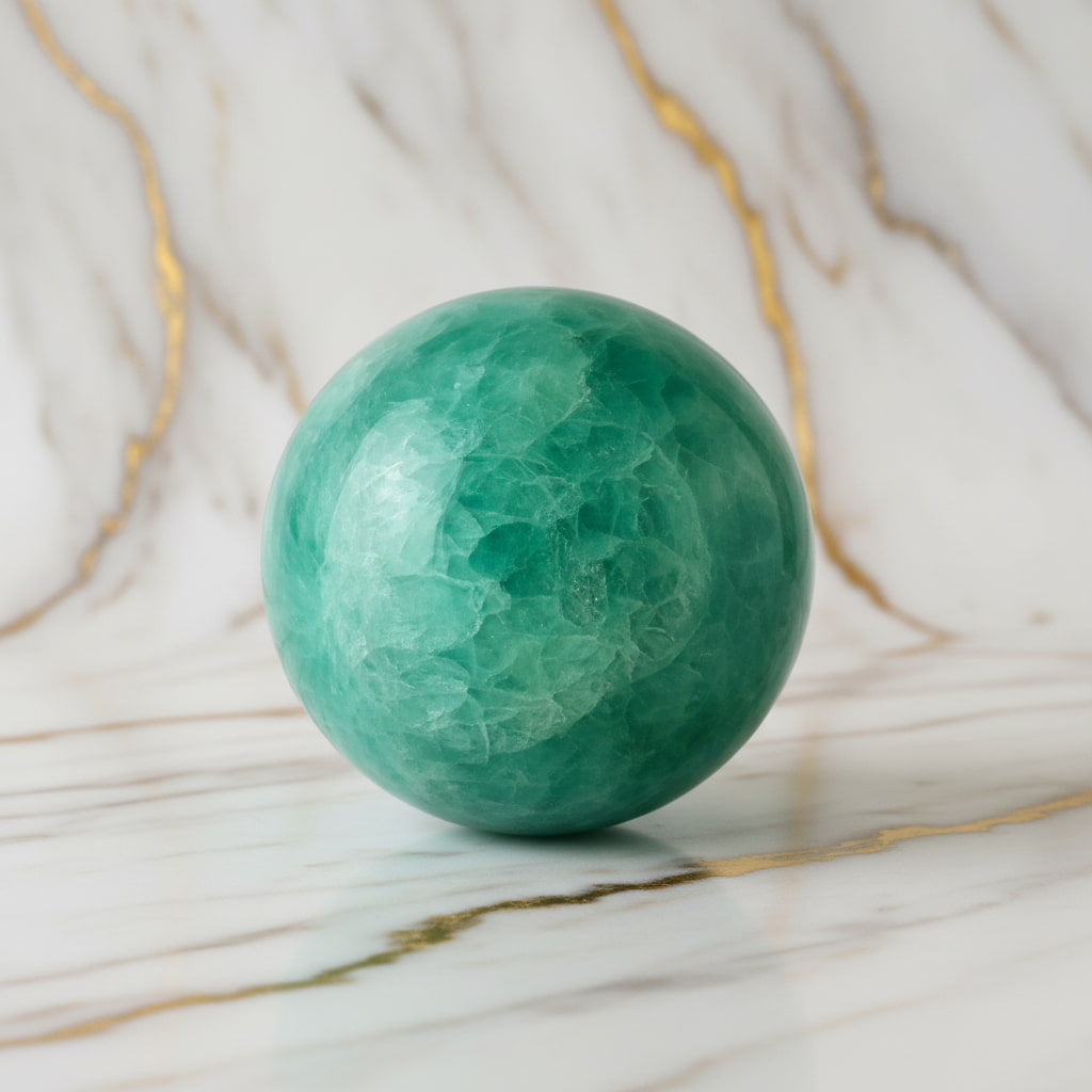 Große Fluorit Kugel – Farbakzent für Wohnräume CrystalScents