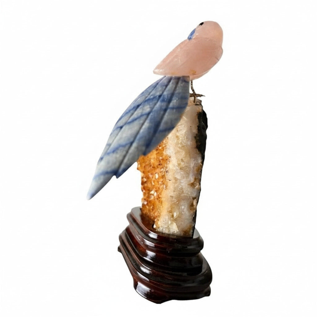 Citrin Druse mit Rosenquarz Vogel CrystalScents