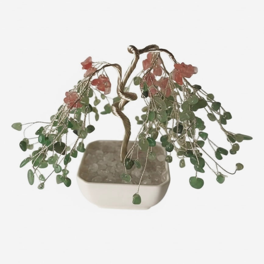 Aventurin & roter Achat Baum – Dekorativer Kristallbaum