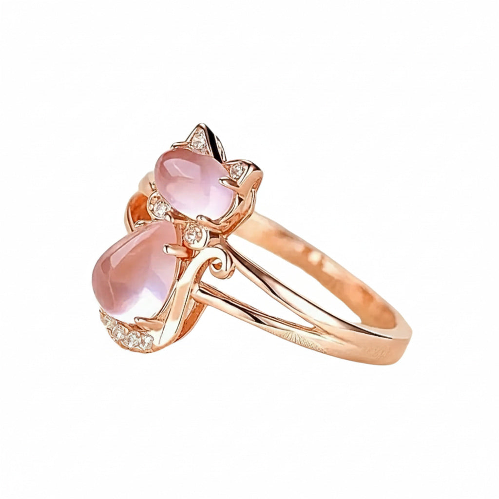Ring Roségold – mit rosa Katze CrystalScents