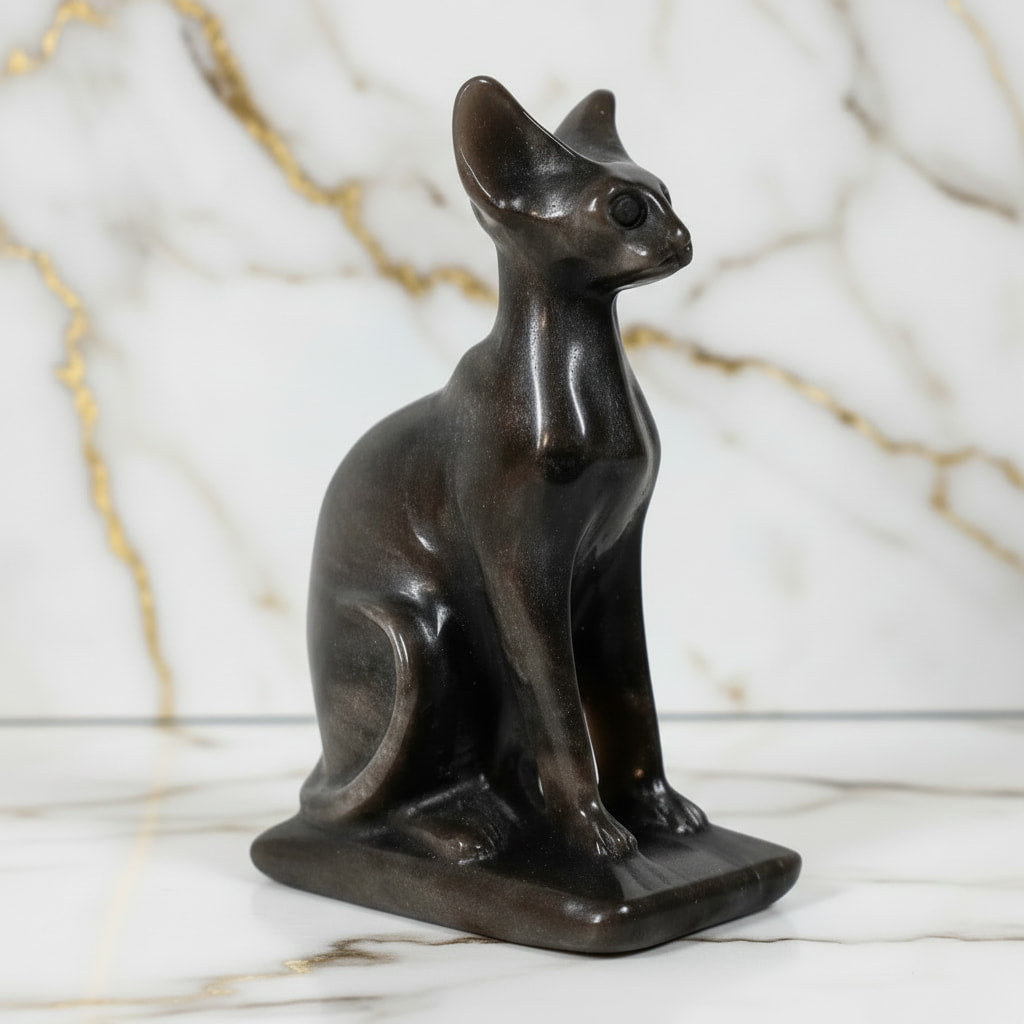 Obsidian Katze – Silber Schimmer CrystalScents