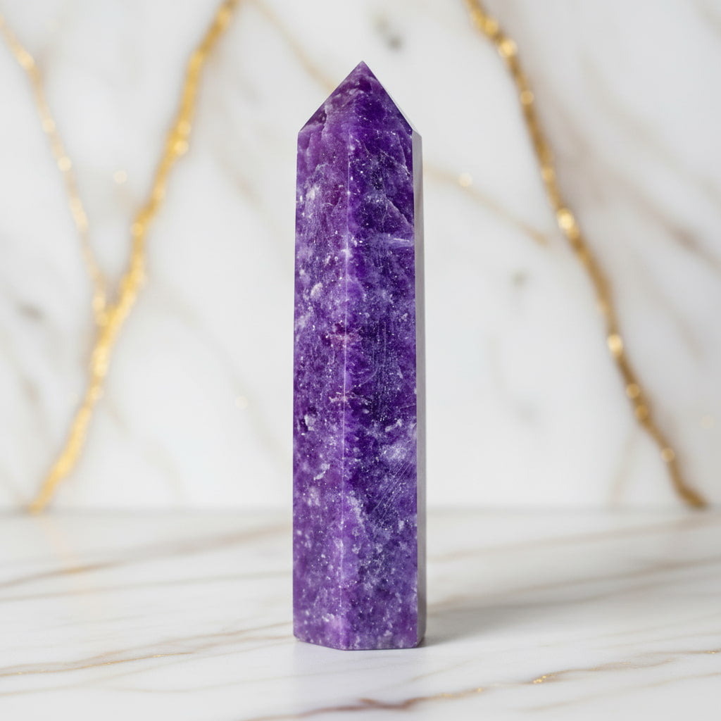 Lepidolith Obelisk – Begleiter für Gelassenheit CrystalScents