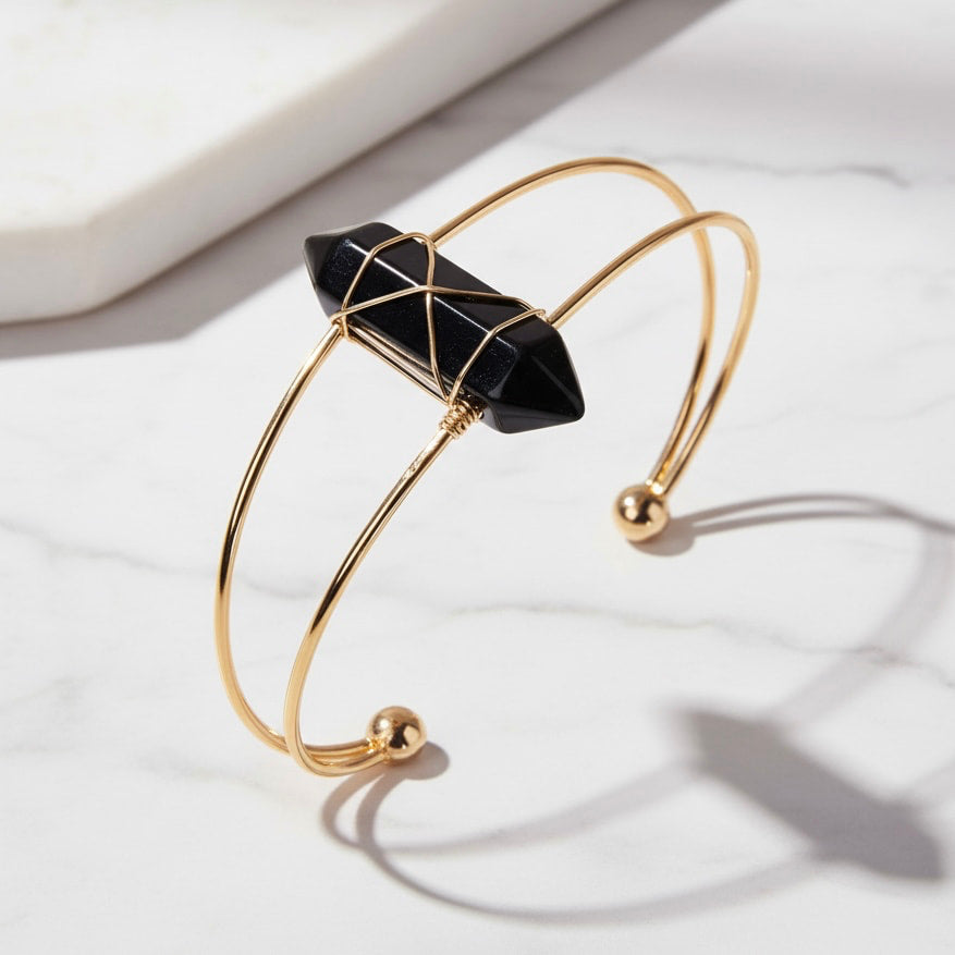 Obsidian Armreif – Offenes Design CrystalScents