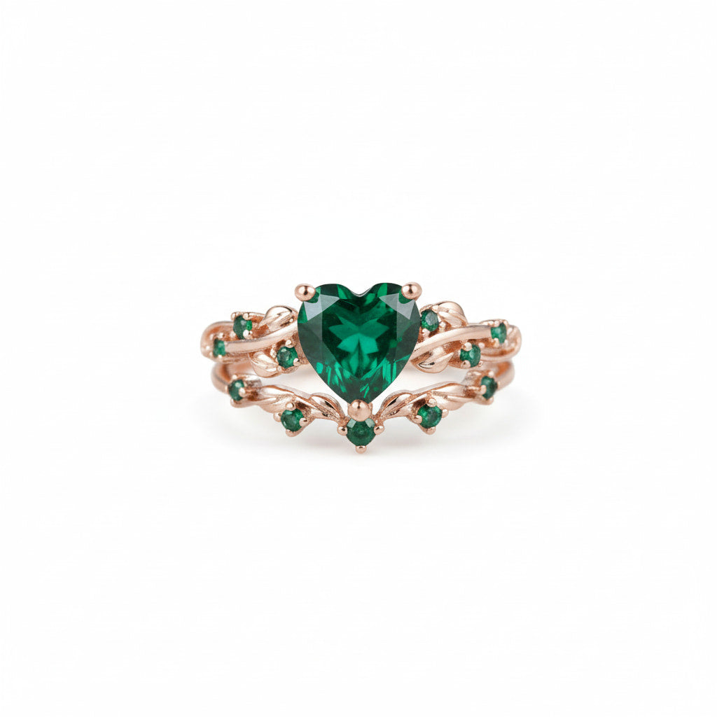 Ring – 2-teilig mit grünem Herz CrystalScents