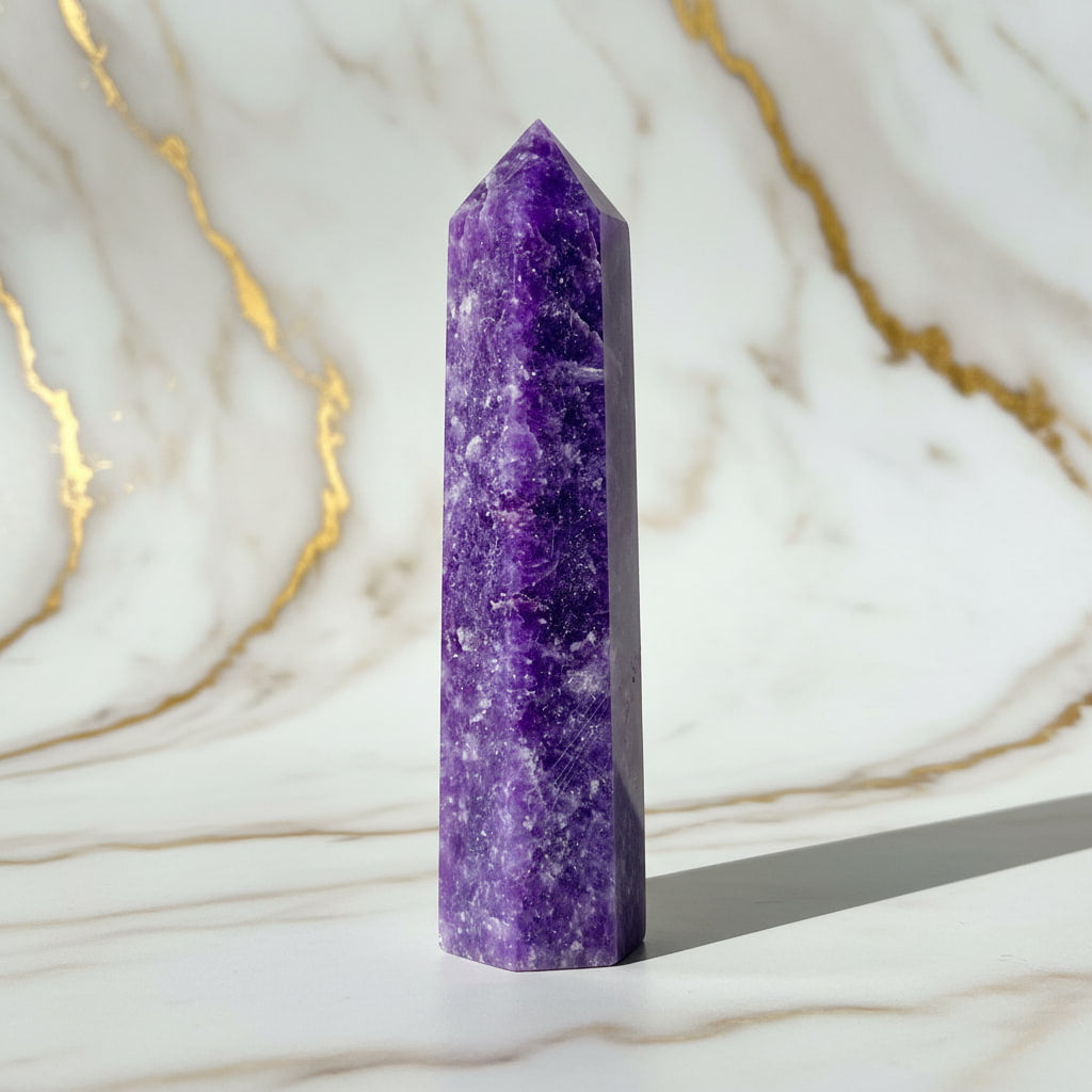 Lepidolith Obelisk – Begleiter für Gelassenheit CrystalScents