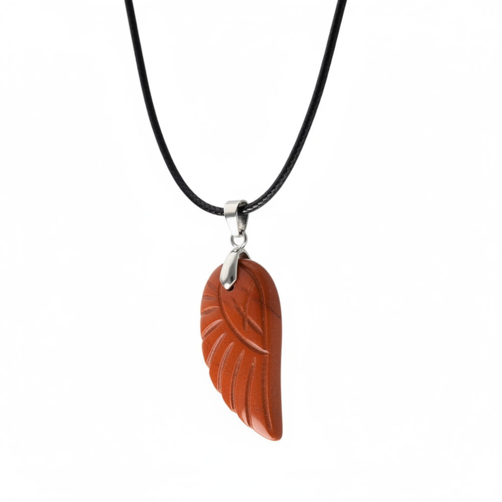 Roter Jaspis Halskette - Flügel Anhänger CrystalScents