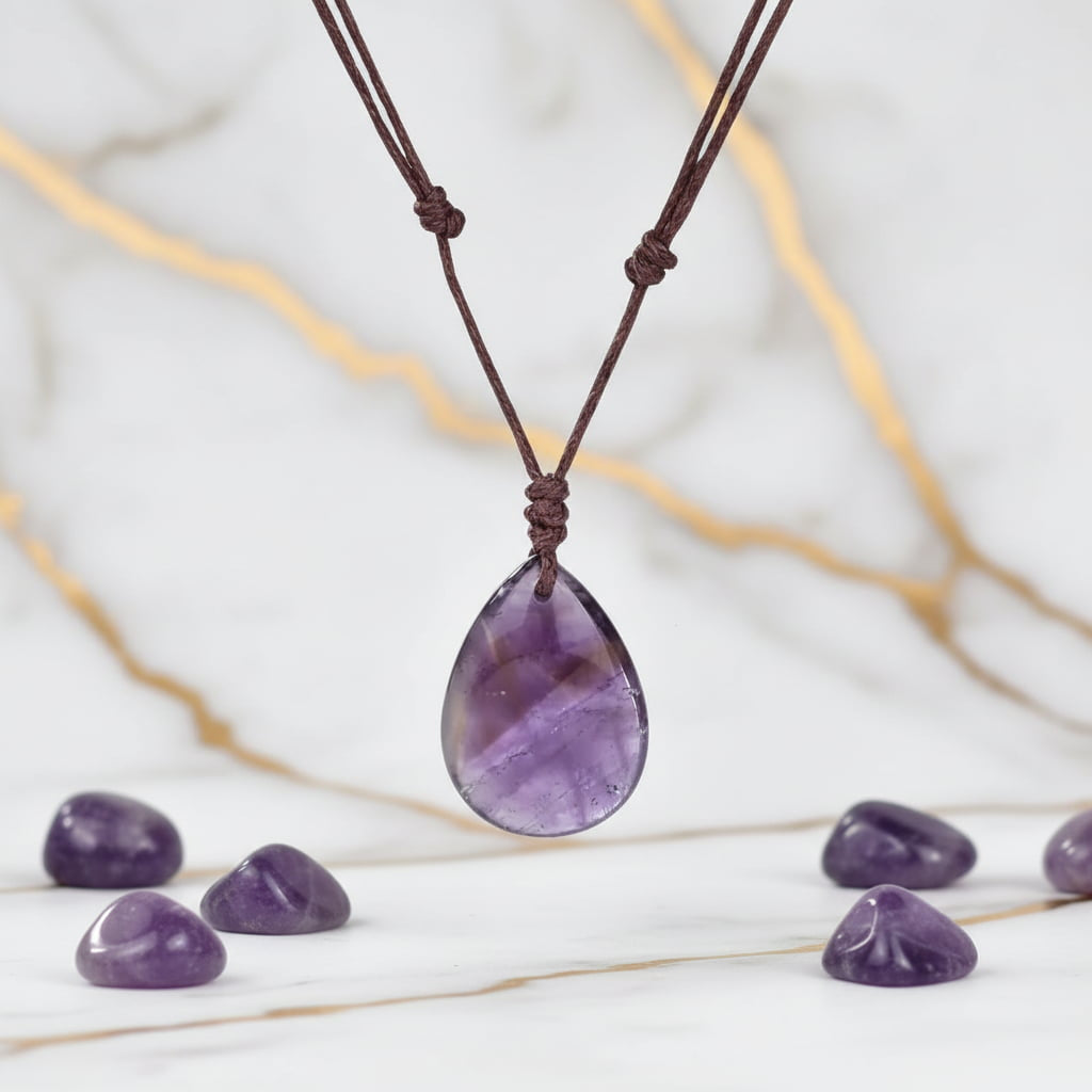Amethyst Halskette – Tropfenanhänger für Balance CrystalScents