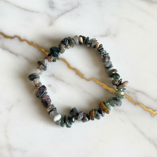 Moosachat Splitterarmband - Erdung & Ausgeglichenheit CrystalScents